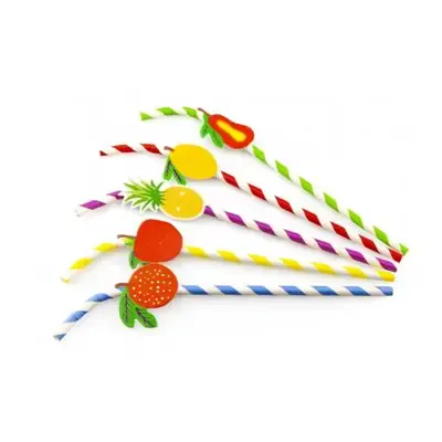 Buigrietjes Papier "FSC" Streep Assortiment Met Fruit Ø 6 x 240mm Horecavoordeel.com