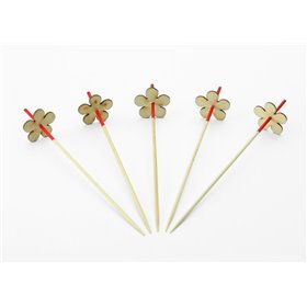 Bamboo Picks With Red Bamboo Flower 90mm Horecavoordeel.com