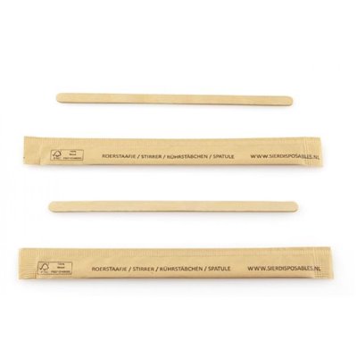 Stirrers Wood "FSC" 110 x 5 x 1mm Each Packed In Paper Horecavoordeel.com