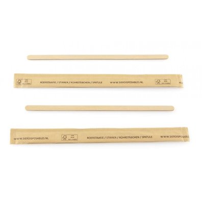 Stirrers Wood "FSC" 140 x 5 x 1,2mm Each Packed In Paper Horecavoordeel.com