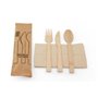 Cutlery Set Bamboo Fork, Knife And Spoon With Napkin (FSC) Packed In Paper Bag Horecavoordeel.com