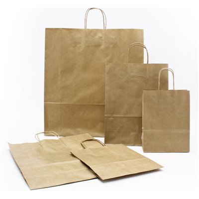 Carrier Bags Paper Brown with Twisted Handles 180 x 80 x 235mm -Horecavoordeel.com-