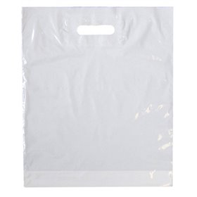 Carrier Bags White (Die cut) LDPE 370 x 440 x 4cm 40my -Horecavoordeel.com-