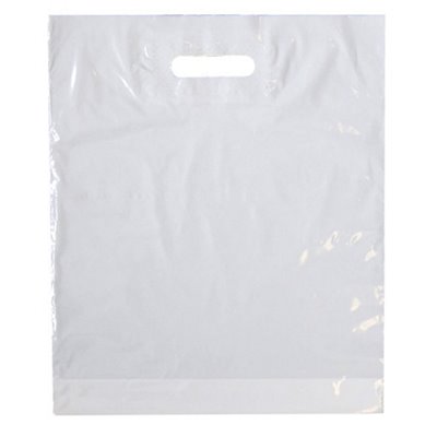 Carrier Bags White (Die cut) LDPE 370 x 440 x 4cm 40my -Horecavoordeel.com-