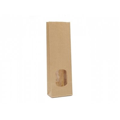 Sealable Brown Kraft Block bottom bag With Window 80+50x250mm