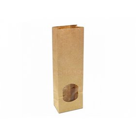 Sealable Brown Kraft Block bottom bag With Window 105+65x298mm