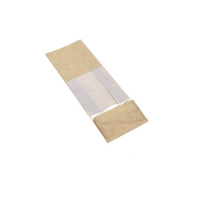 Block bottom bags with Window Kraft look 60my Brown 100 + 60 x 280mm