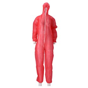 CMT Coverall PP Non Woven with Zipper Red Size M -Horecavoordeel.com-