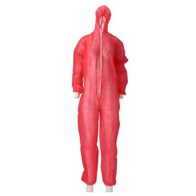 CMT Coverall PP Non Woven with Zipper Red Size M -Horecavoordeel.com-