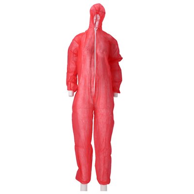 CMT Coverall PP Non Woven with Zipper Red Size XXXL -Horecavoordeel.com-