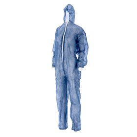 CMT Coverall Non Woven with PE Coating and Zipper Blue Size L