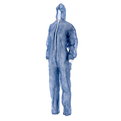 CMT Coverall Non Woven with PE Coating and Zipper Blue Size L