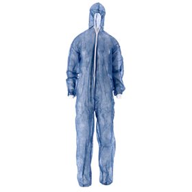 CMT Coverall Non Woven with PE Coating and Zipper Blue Size XL