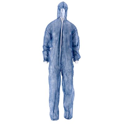 CMT Coverall Non Woven met PE Coating en Ritssluiting Blauw Maat XL