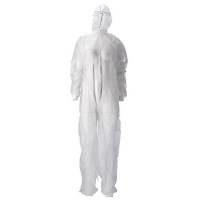 CMT Coverall Non Woven with PE Coating and Zipper White Size XL