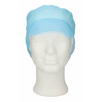 CMT Cap With Peak - Snood Cap PP Non Woven Blue