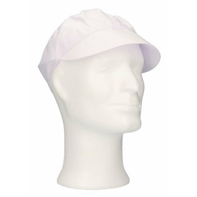 CMT Peaked Cap and Hair Catcher Polyester Cotton Crown White Size XL