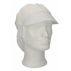 CMT Peaked Cap and Hair Catcher Polyester Cotton Crown White Size L