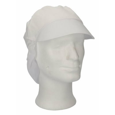 CMT Peaked Cap and Hair Catcher Polyester Cotton Crown White Size L