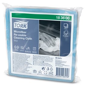 Tork Premium Microfibre Cleaning Cloth Blue 30.5x30.5cm -Horecavoordeel.com-