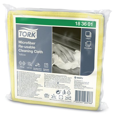 Tork Premium Microfibre Cleaning Cloth Yellow 30.5x30.5cm -Horecavoordeel.com-