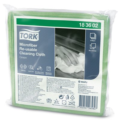 Tork Premium Microfibre Cleaning Cloth Green 30.5x30.5cm -Horecavoordeel.com-