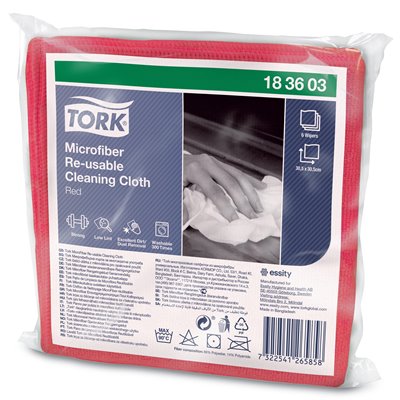 Tork Premium Microfibre Cleaning Cloth Red 30.5x30.5cm -Horecavoordeel.com-