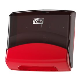 Tork Gevouwen Reinigingsdoek Dispenser Zwart-Rood Metaal-Kunststof Performance-Line - Systeem W4 -Horecavoordeel.com-