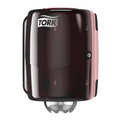 Tork Centerfeed Poetspapier Dispenser Zwart-Rood Kunststof Performance-Line - Systeem M2 -Horecavoordeel.com-