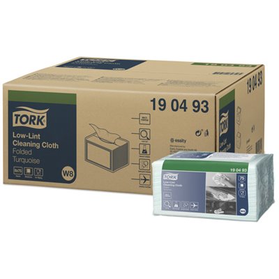 Tork Low-Lint Reinigingsdoek Gevouwen - Small Pack 1-laags Turqoise 38,5x30cm - Systeem W8 -Horecavoordeel.com-