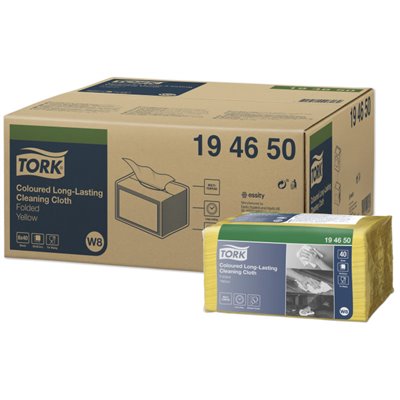 Tork Coloured Long Lasting Gevouwen Reinigingsdoek 1-laags Geel 38,5x30cm - Systeem W8 -Horecavoordeel.com-