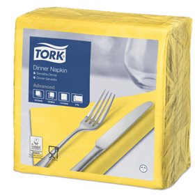 Tork Dinnerservet Advanced 2-laags Geel 39x39cm ¼-vouw -Horecavoordeel.com-