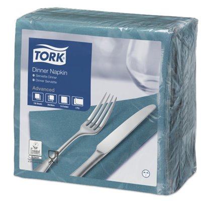 Tork Dinner Napkin Advanced 2-ply Blue Green 39x39cm ¼-fold -Horecavoordeel.com-