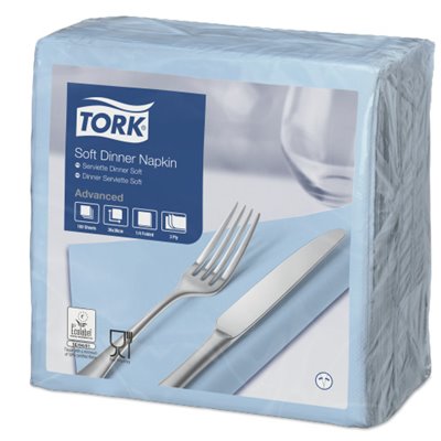 Tork Soft Dinerservet Advanced 3-laags Lichtblauw 39x39cm ¼-vouw -Horecavoordeel.com-