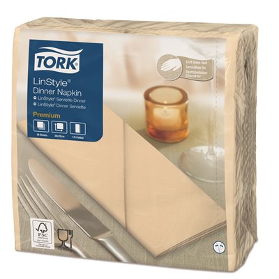 Tork LinStyle Dinner Napkin Premium 1-ply Sand 39x39cm 1/8-fold -Horecavoordeel.com-