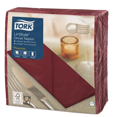 Tork LinStyle Dinner Napkin Premium 1-ply Bordeaux 39x39cm 1/8-fold -Horecavoordeel.com-