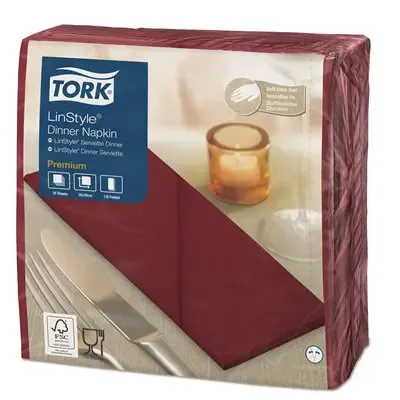 Tork LinStyle Dinner Napkin Premium 1-ply Bordeaux 39x39cm 1/8-fold -Horecavoordeel.com-