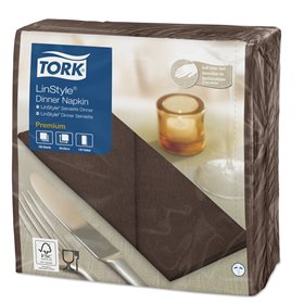 Tork LinStyle Dinnerservet Premium 1-laags Cocoa 39x39cm 1/8-vouw -Horecavoordeel.com-