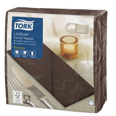 Tork LinStyle Dinner Napkin Premium 1-ply Cocoa 39x39cm 1/8-fold -Horecavoordeel.com-