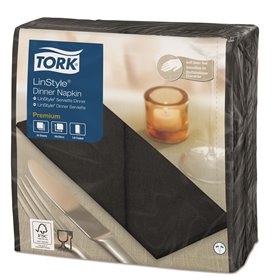 Tork LinStyle Dinnerservet Premium 1-laags Zwart 39x39cm 1/8-vouw -Horecavoordeel.com-