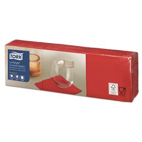 Tork LinStyle Cocktail Napkin Premium 1-ply Red 23x23cm ¼-fold -Horecavoordeel.com-