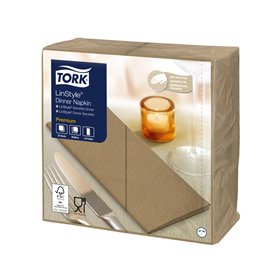 Tork LinStyle Dinner Napkin Premium 1-ply Biscuit 40x39cm 1/8-fold -Horecavoordeel.com-