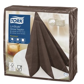 Tork LinStyle Dinner Napkin Premium 1-ply Cocoa 39x39cm ¼-fold -Horecavoordeel.com-