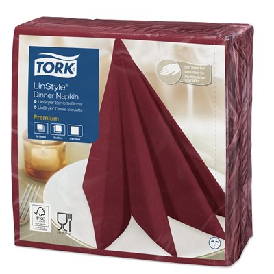 Tork LinStyle Dinner Napkin Premium 1-ply Bordeaux 39x39cm ¼-fold -Horecavoordeel.com-