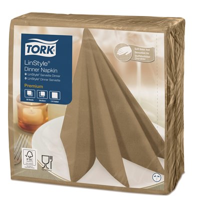 Tork LinStyle Dinnerservet Premium 1-laags Biscuit 39x39cm ¼-vouw -Horecavoordeel.com-