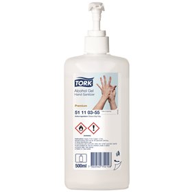 Tork Alcohol Gel for Hand Sanitiser with Pump Transparent Bottle 500ml -Horecavoordeel.com-