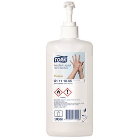 Tork Liquid Alcohol for Hand Disinfection with Pump Transparent Bottle 500ml -Horecavoordeel.com-