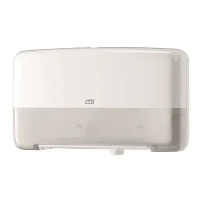 Tork Twin Mini Jumbo Toilet Paper Dispenser White Plastic Elevation-Line -Horecavoordeel.com-