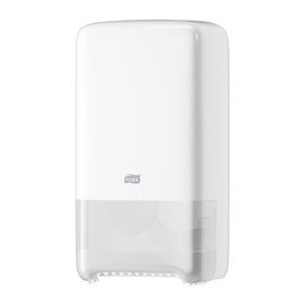 Tork Twin Mid-size Toilet Paper Dispenser White Plastic Elevation-Line -Horecavoordeel.com-