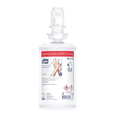 Tork Liquid Alcohol for Hand Disinfection Transparent 1 Liter per Bottle -Horecavoordeel.com-